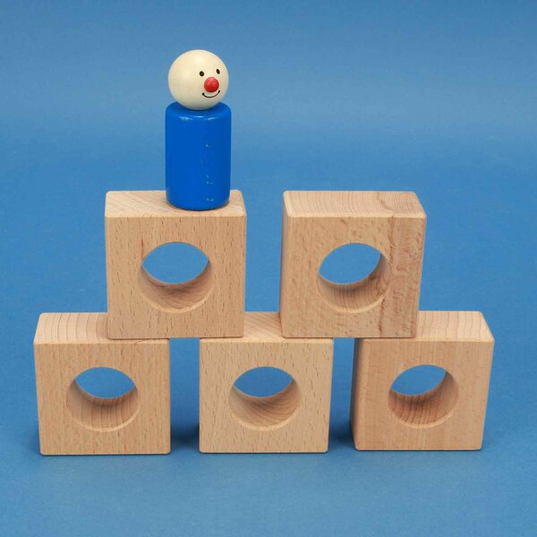 houten blokken drilled 6 x 6 x 3 cm - 3 cm drilled