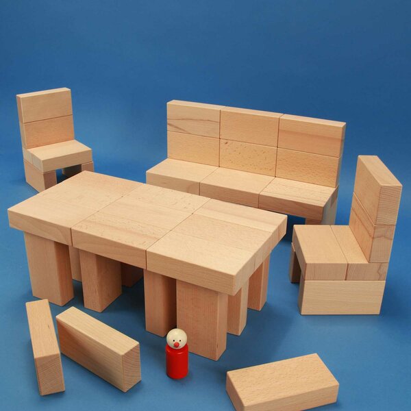 Set houten blokken « Fröbel-Special 85 » in een beukenhout box