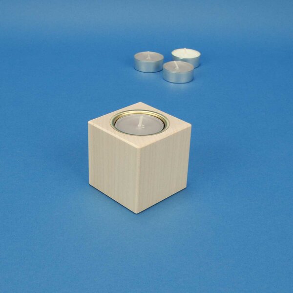 Houten kandelaar 6 cm cubus esdoorn
