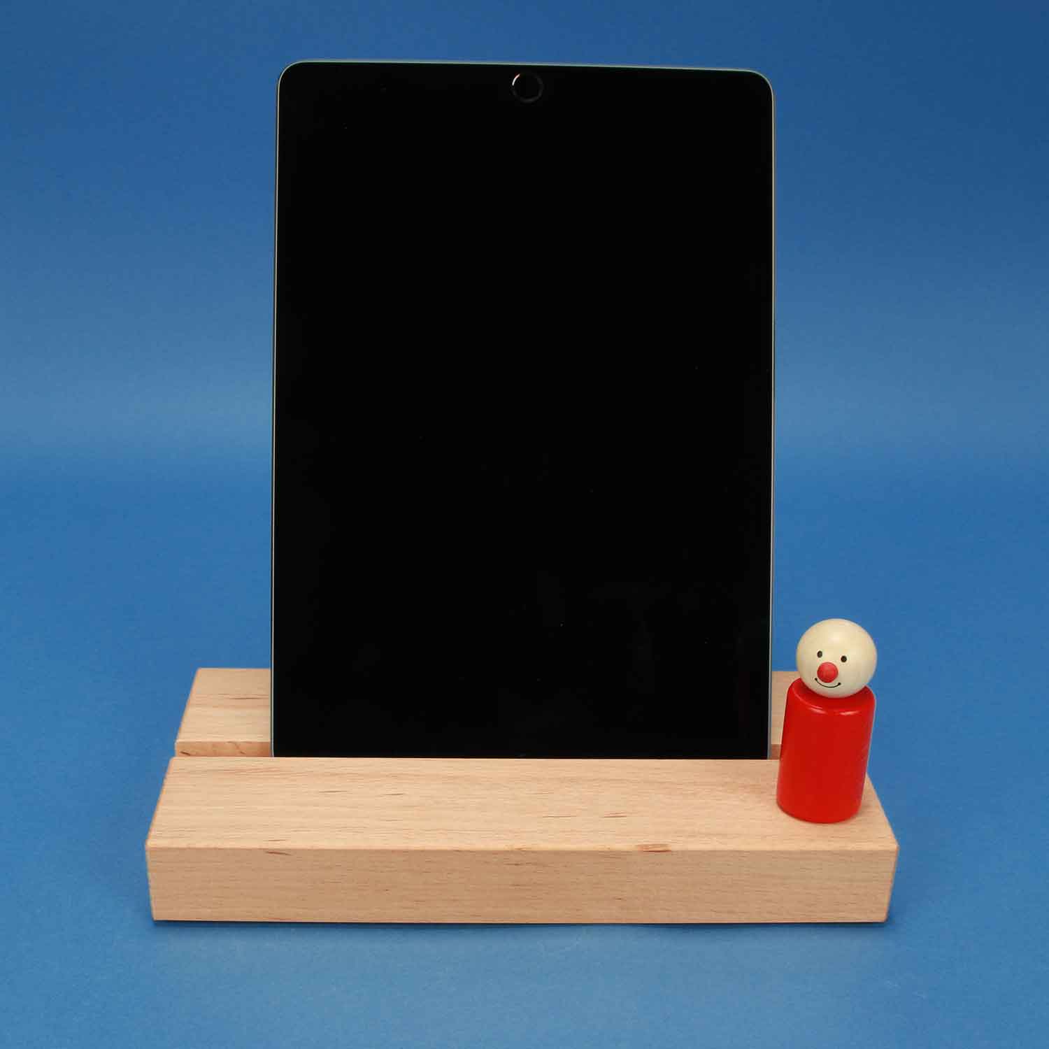 Houder voor iPad of tablet | Houten blokken en taal | Lesmateriaal van hout Leren met houten blokken | houten-speelgoed-blokken.nl