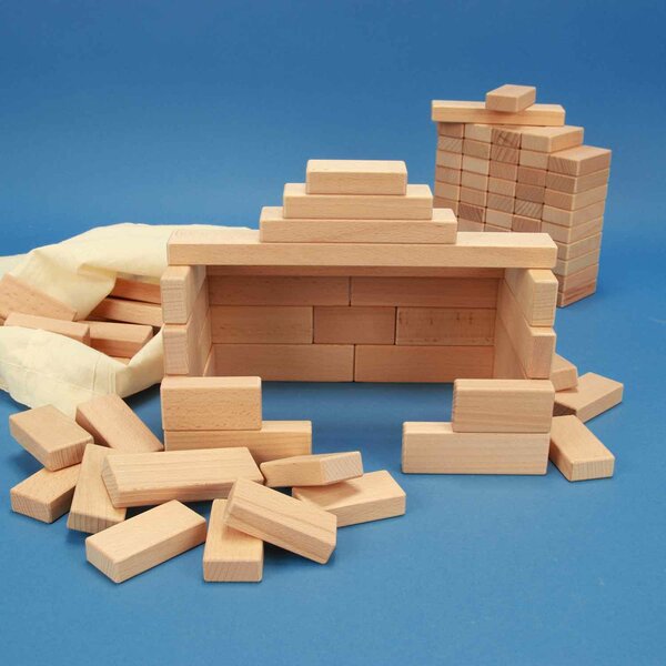 Set van 100 houten blokken van de serie 3 x 1,5 cm